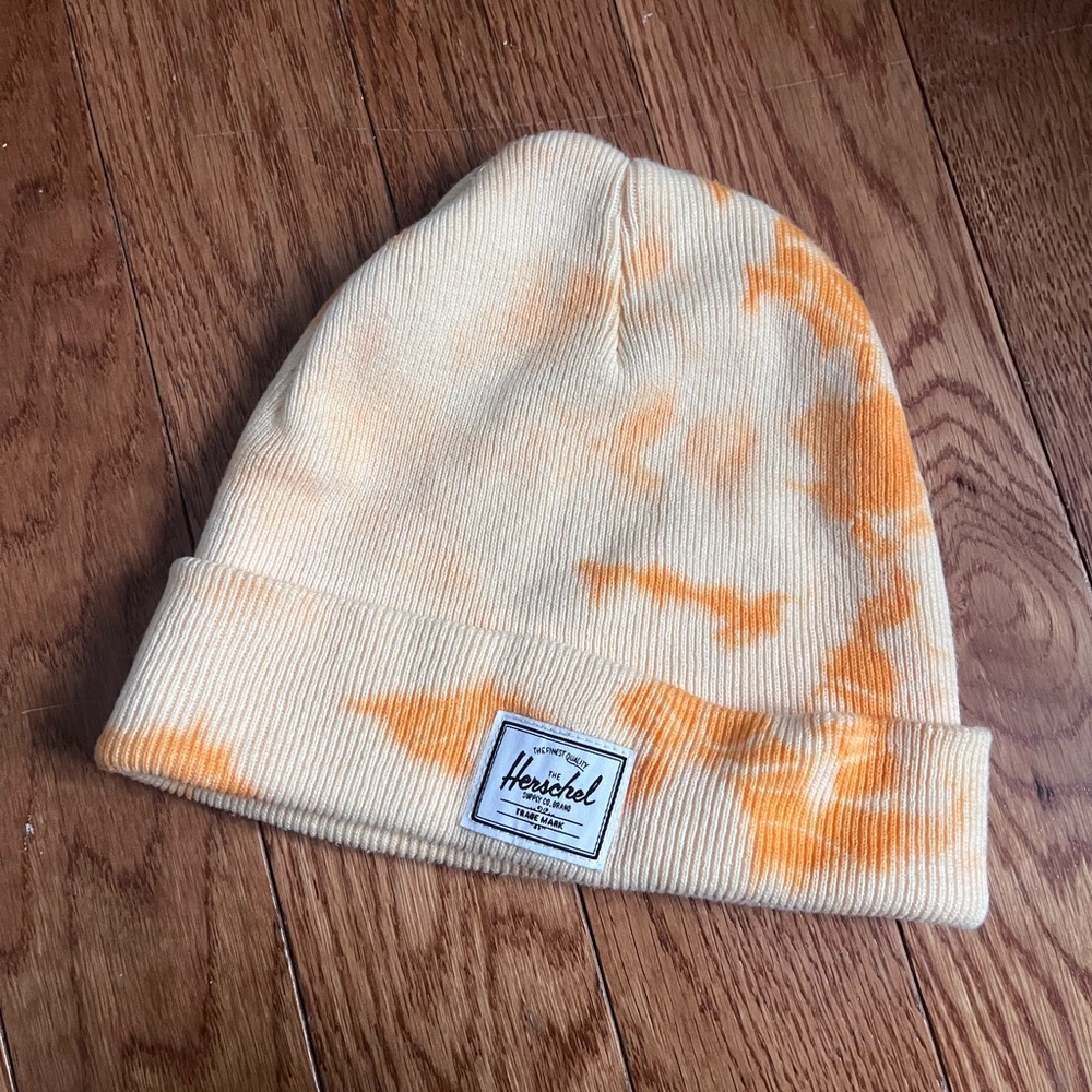 Herschel Cream and Orange Tie-Dye Beanie